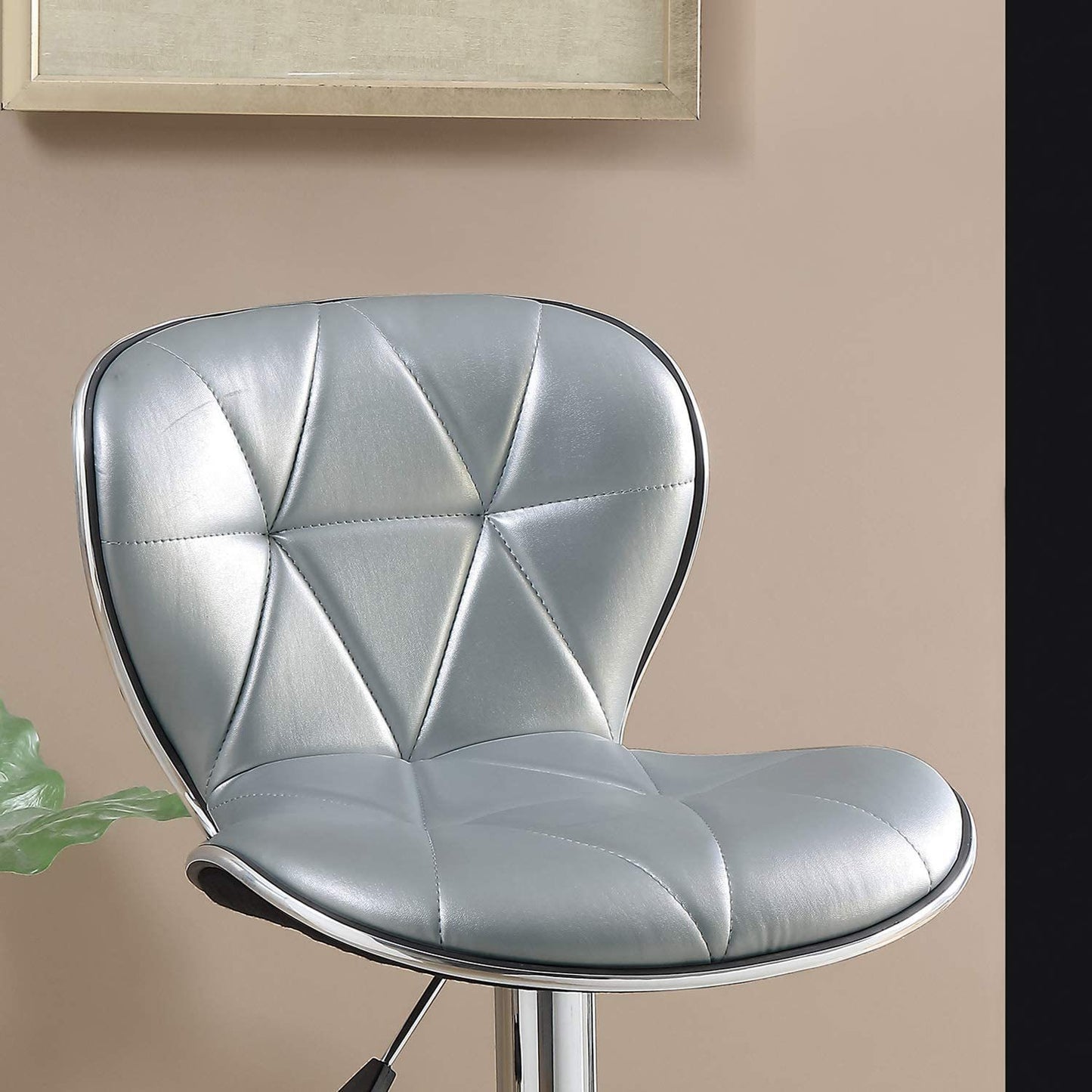 Daimon Faux Leather Adjustable Stool - Silver Set of 2