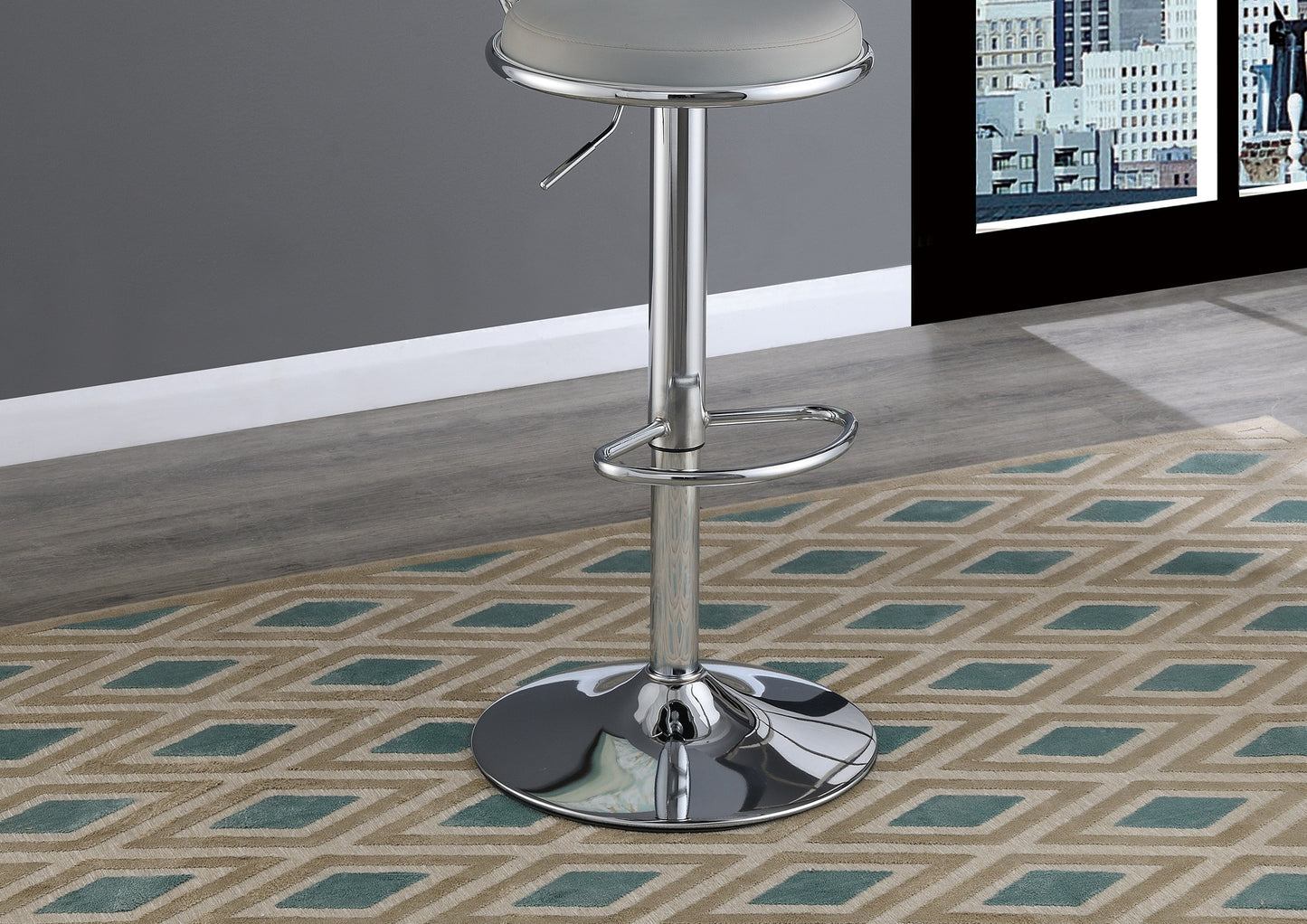 Vita Adjustable Bar stool Faux Leather Chrome Base - Gray Set of 2