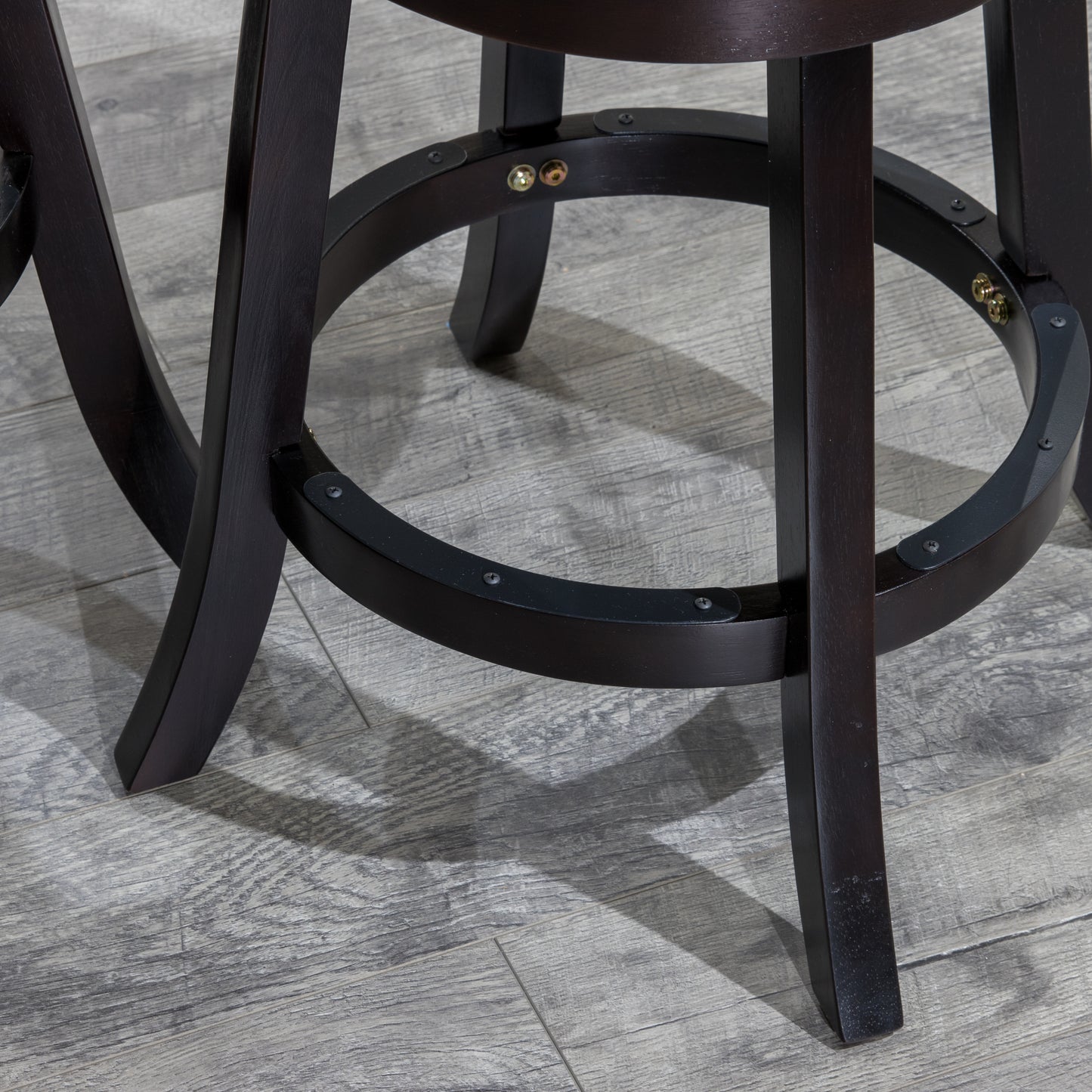 Counter Height Slat Back Swivel Stool, Espresso Finish, Beige Fabric Seat