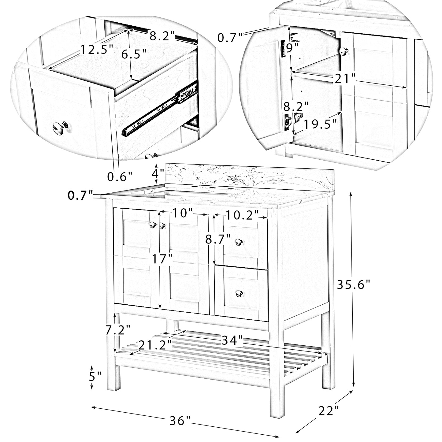 Tomson 36" Single Bathroom Vanity Set - Blue