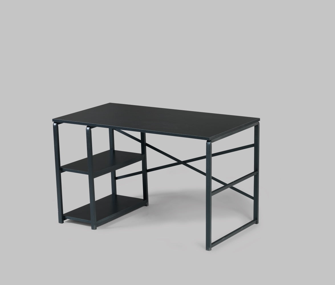 Sage Black Metal Frame 47" Wooden Top Computer Desk - Black