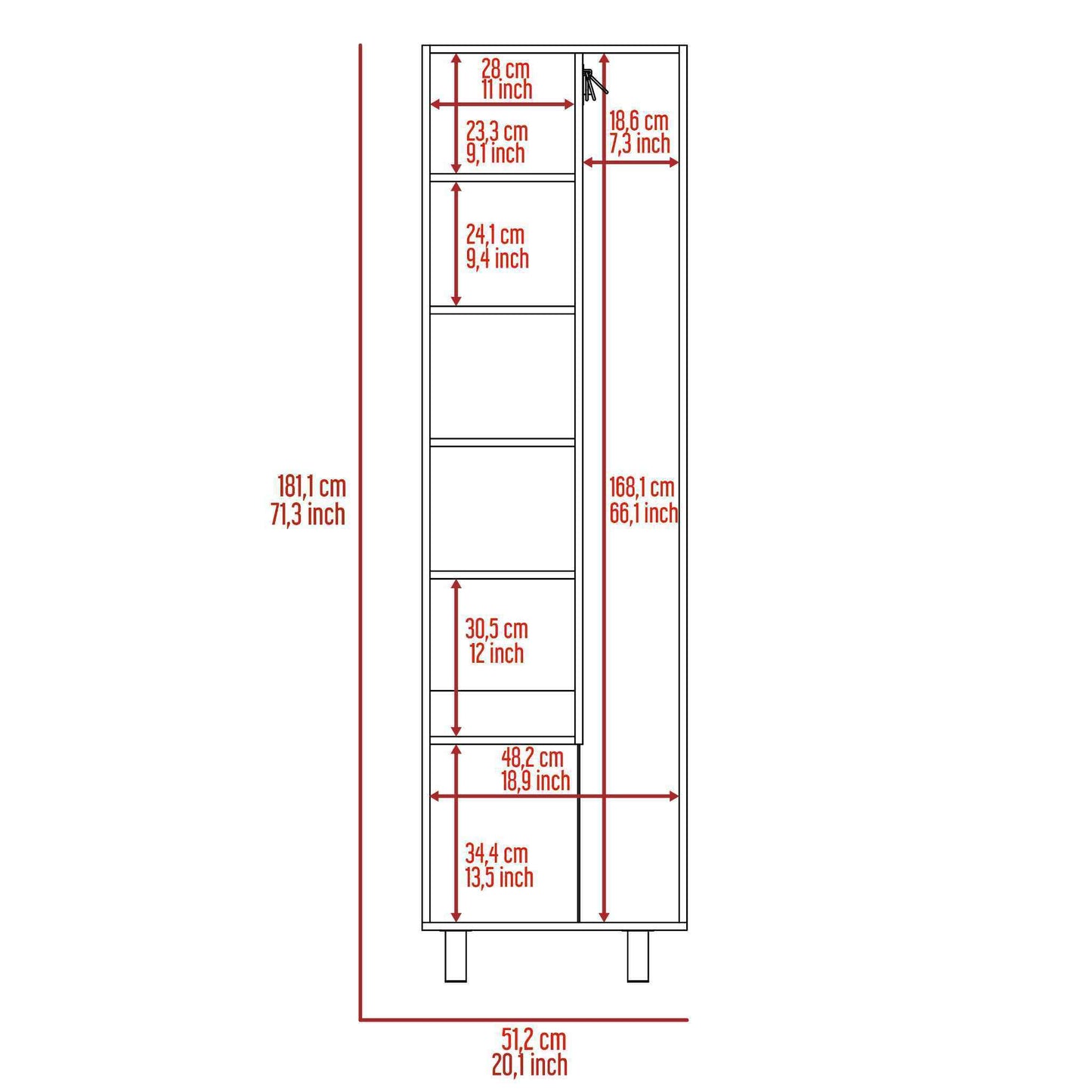Halifax 2-Door Rectangle Closet Pantry - White