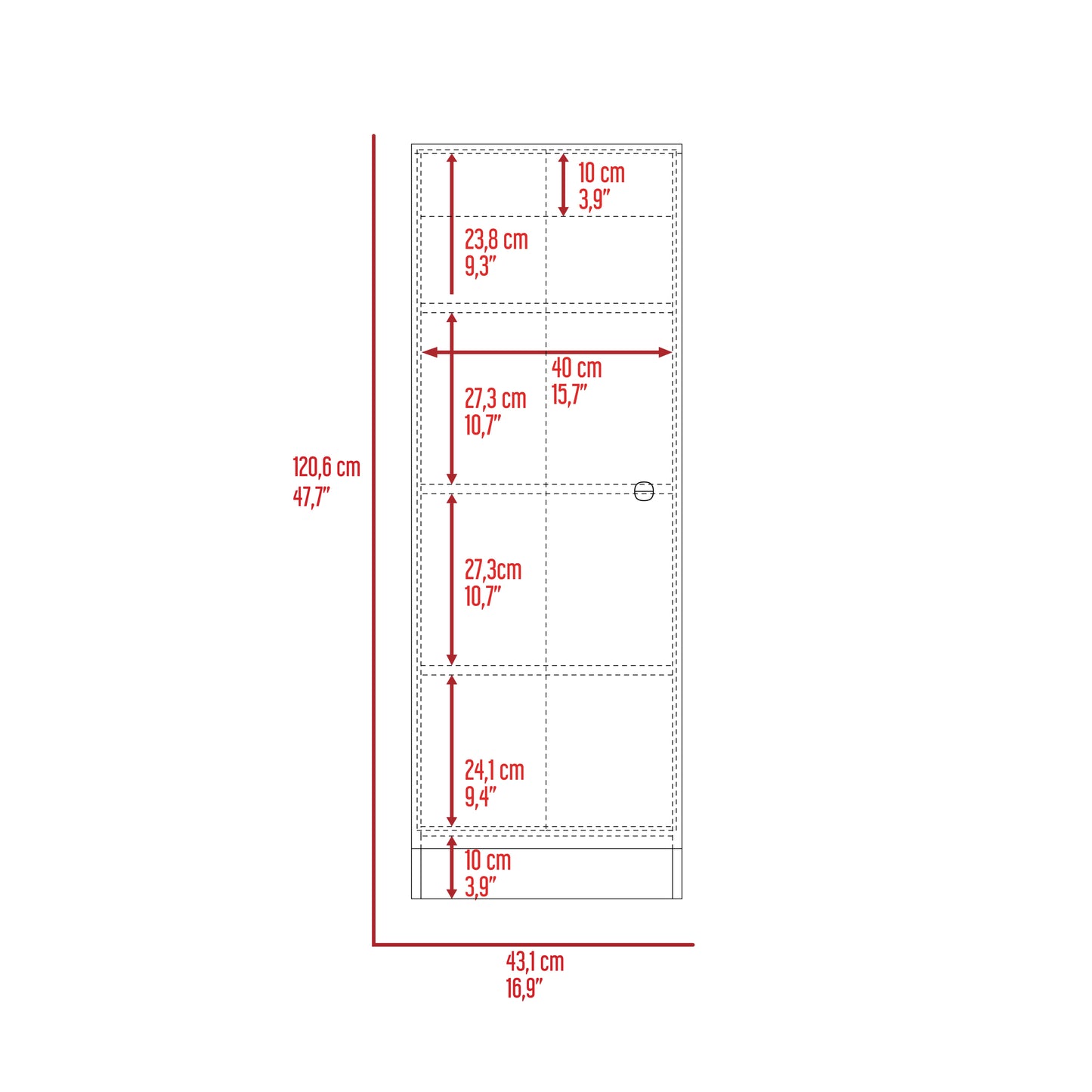 Belleria Single Door Pantry with Four Interior Shelves - Black