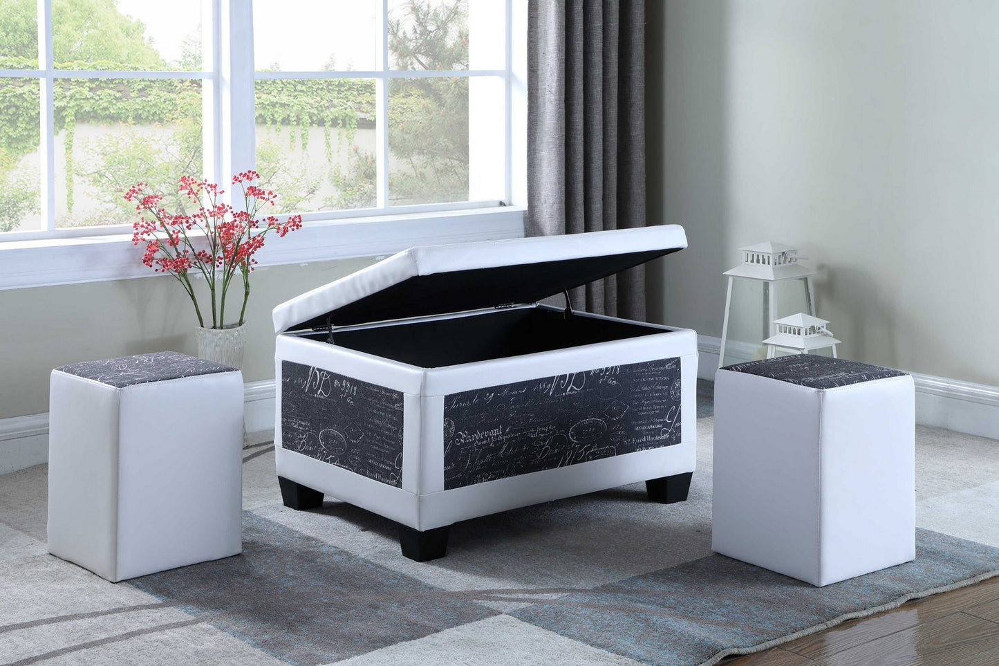 Leather Storage Ottoman w/ 2 Seating