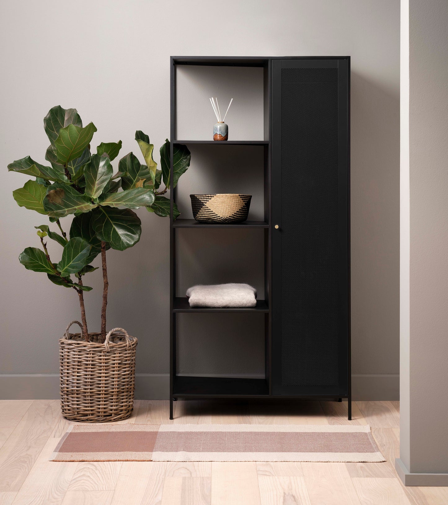 Noir II Metal Mesh Door Storage Bookcase