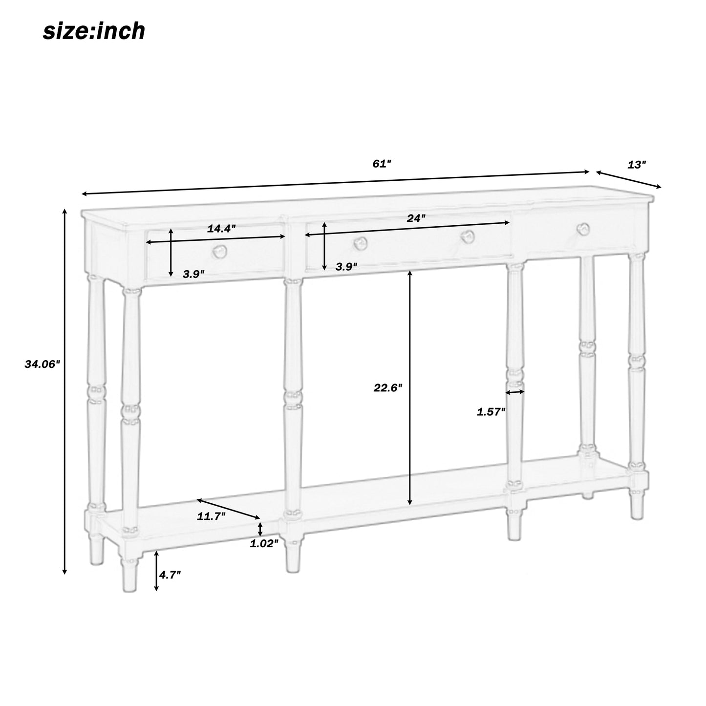 ElegantWood Console: Timeless Entryway Table with Storage
