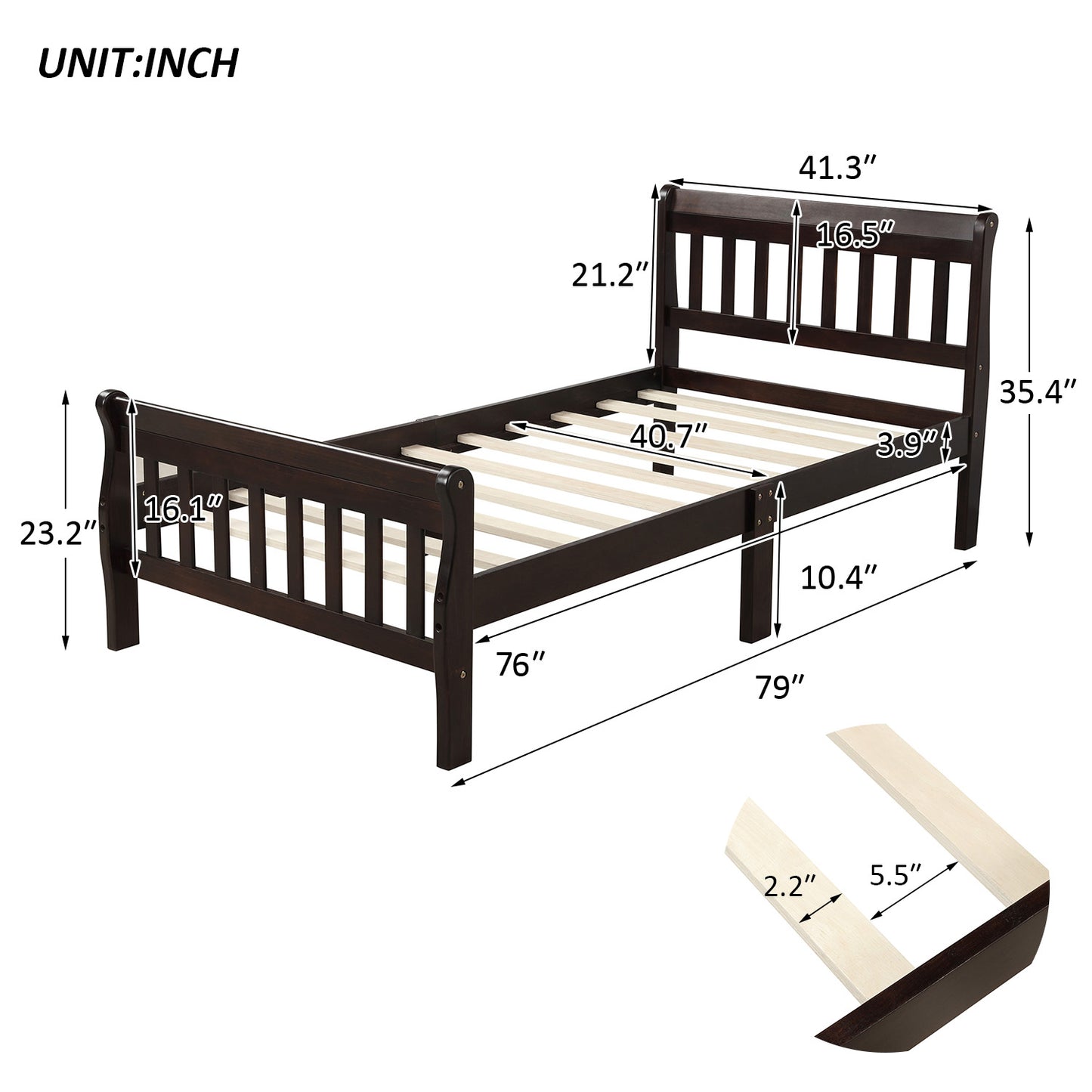 EcoDream Twin Wood Platform Bed