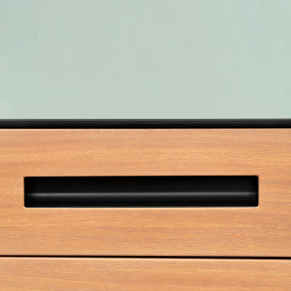 Compact 3 Drawer Mobile File Cabinet - Walnut + Black
