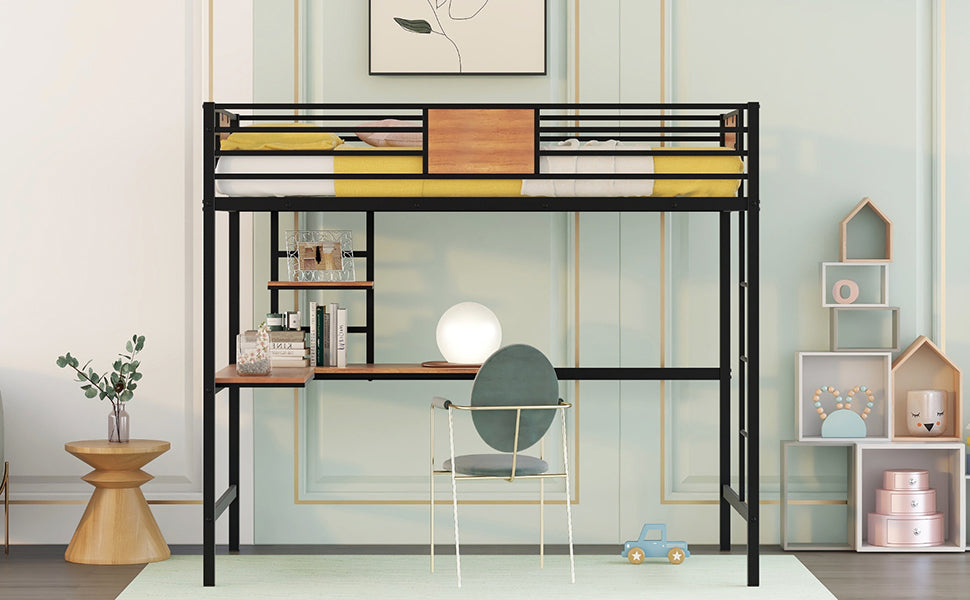 Venetian Vista Loft Bed With Desk -Black