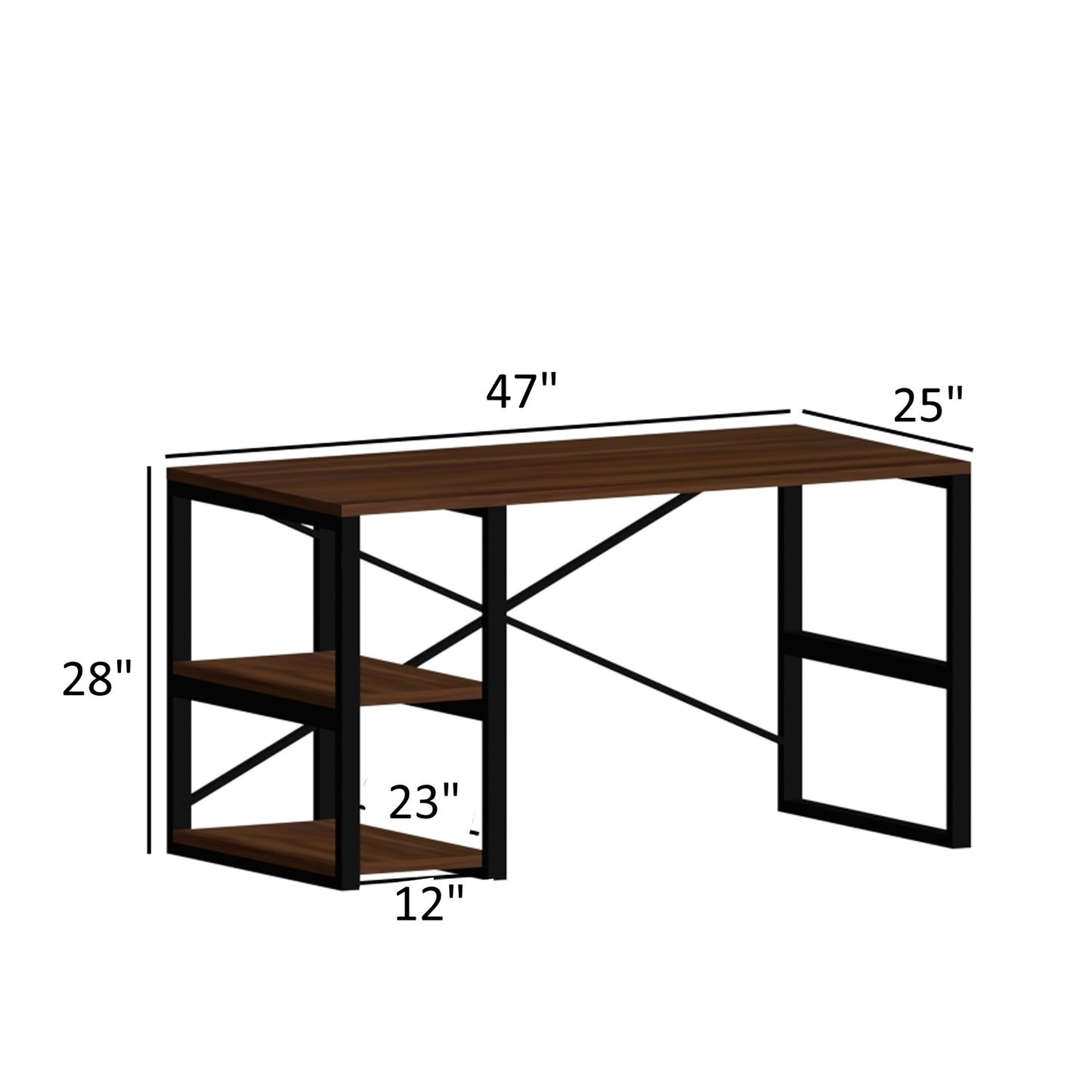 Elevate Store Sage Black Metal Frame 47" Wooden Top Office Desk