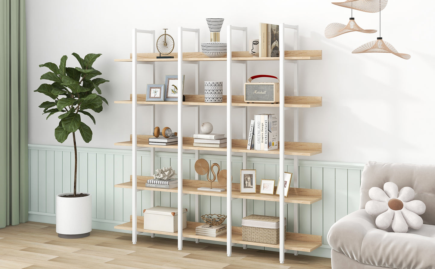 Vintage Industrial Style Shelf - Oak