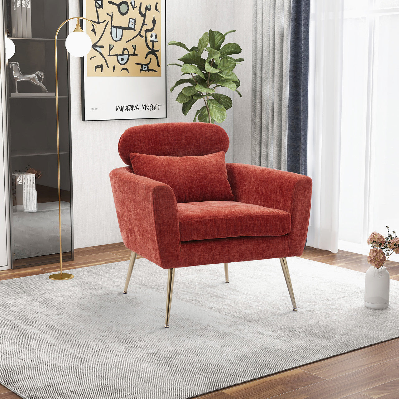 Terracotta Chenille Leisure Chair