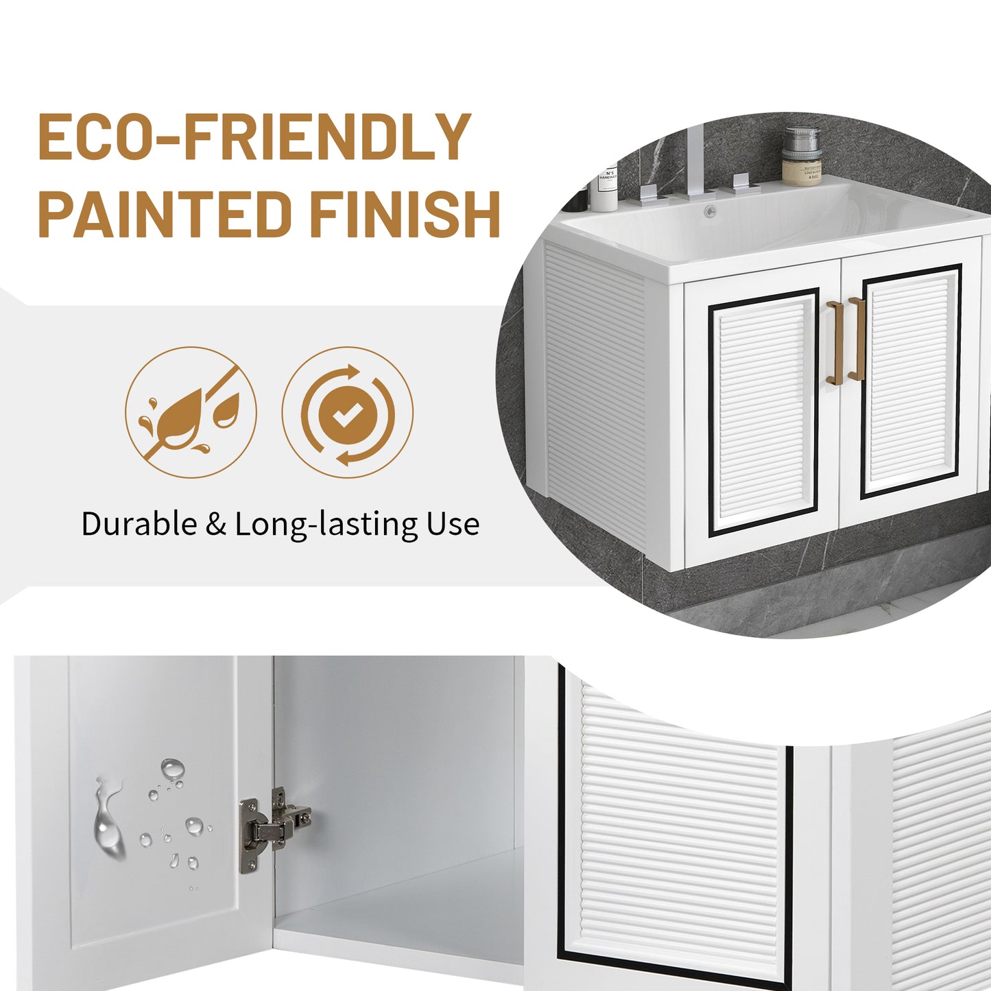 Bliss Bathroom Vanity with Ceramic Basin, Two Shutter Doors