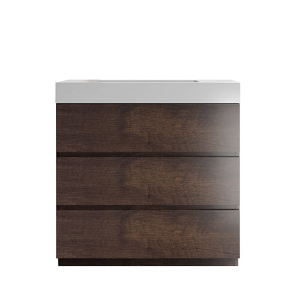Kito  36" Bathroom Vanity with Sink  without Drain and Faucet - Walnut