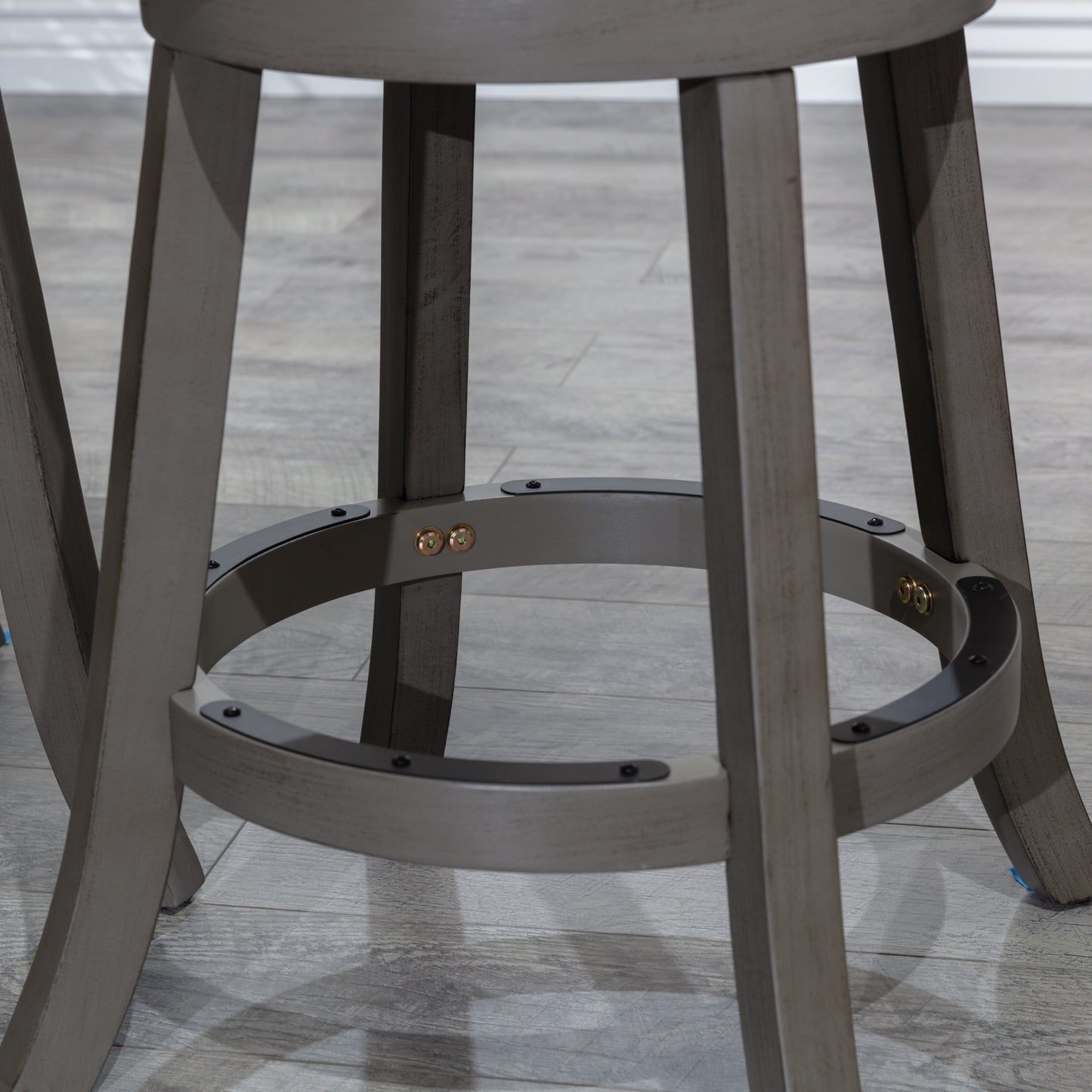 Viva Counter Stool, Weathered Gray Finish, Charcoal Fabric Seat