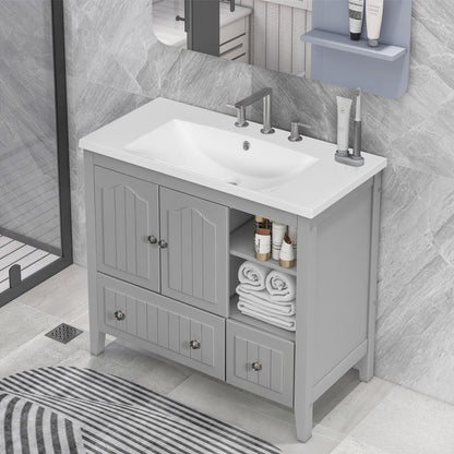 Oasis Bathroom Vanity with Ceramic Basin, Metal Handles