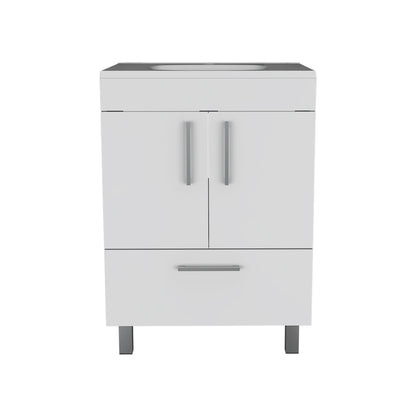2-Door Rectangle Single Bathroom Vanity - White