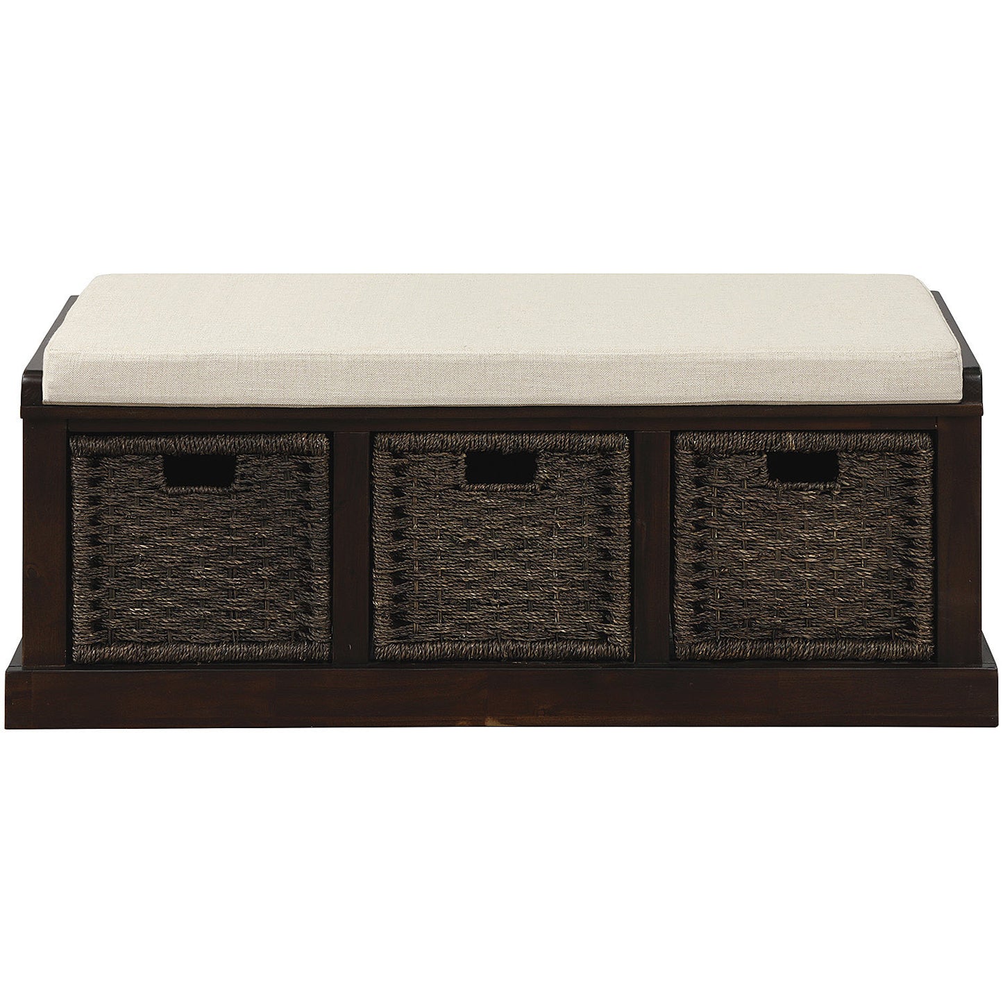 Bella Storage Bench with 3 Removable Classic Rattan Basket - Espresso