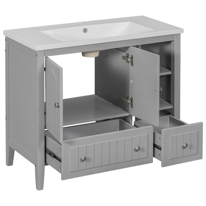 Oasis Bathroom Vanity with Ceramic Basin, Metal Handles