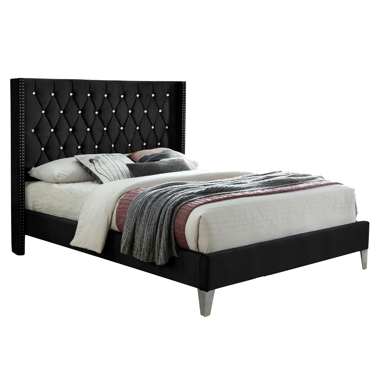 Go Green Woods Alexa Velvet Upholstered Full Platform Bed