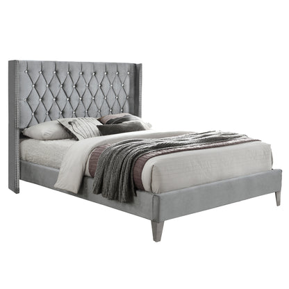 Go Green Woods Alexa Velvet Upholstered Full Platform Bed