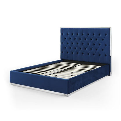 Go Green Woods Sophia Velvet King Bed with Silver Metal Frame