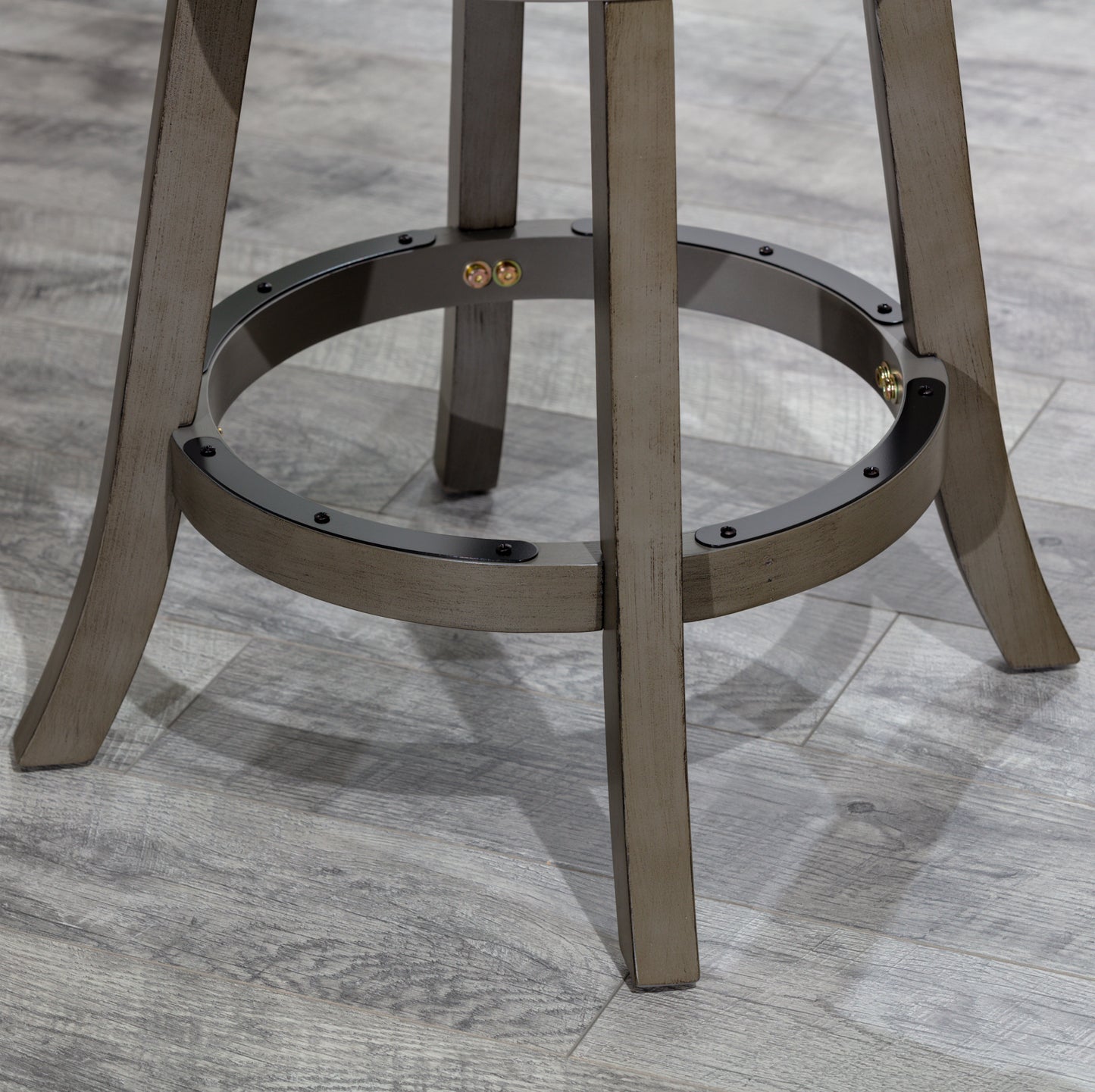 X-Back Swivel Stool, Weathered Gray Finish Grey, Charcoal Fabric Seat