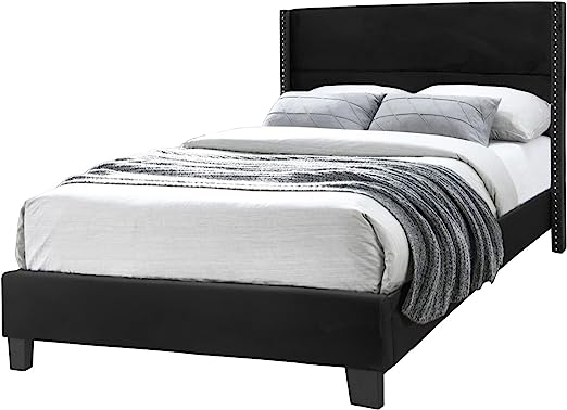 Go Green Woods Giulia Velvet Upholstered Full Platform Panel Bed