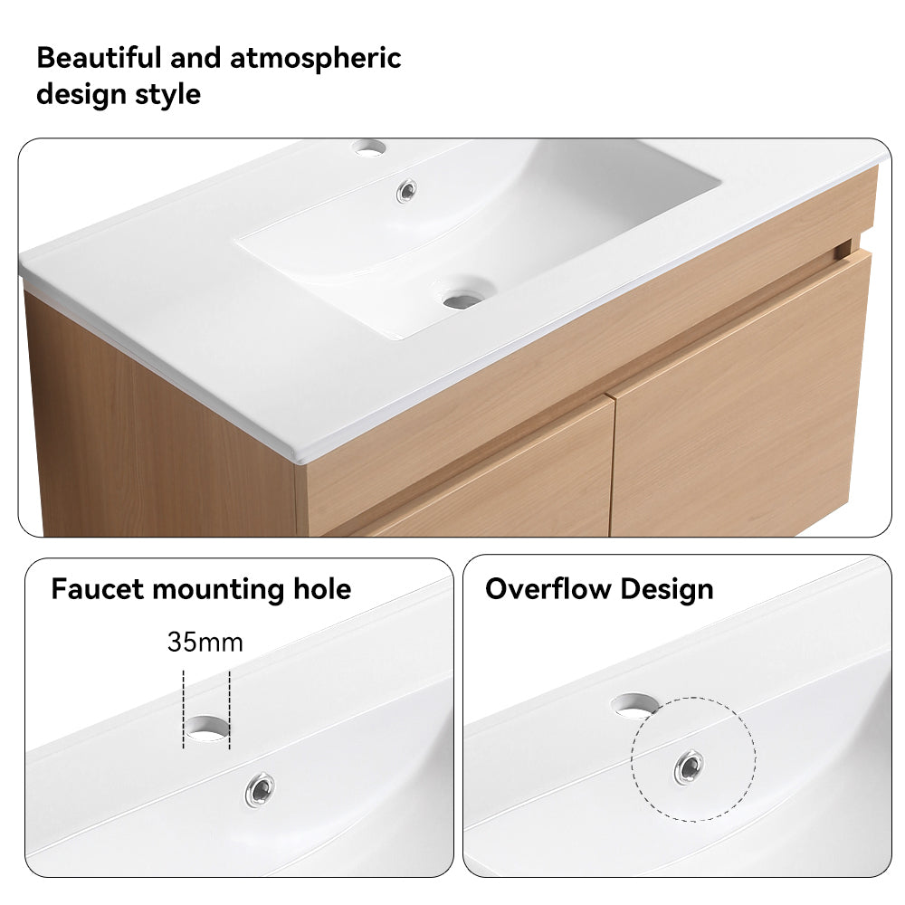 Bathroom Vanity Set with LED Mirror - Oak