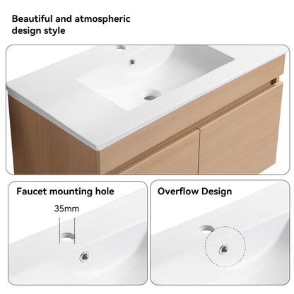 Bathroom Vanity Set with LED Mirror - Oak