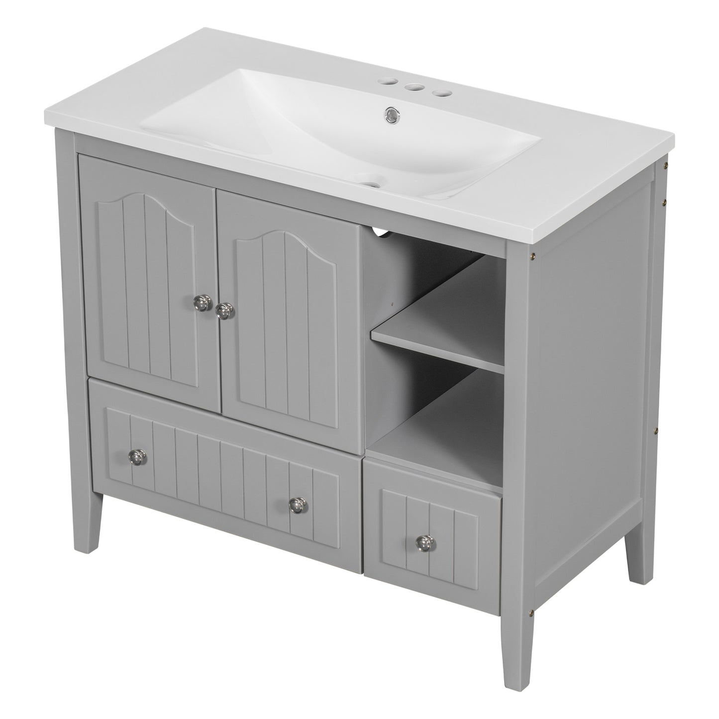 Oasis Bathroom Vanity with Ceramic Basin, Metal Handles