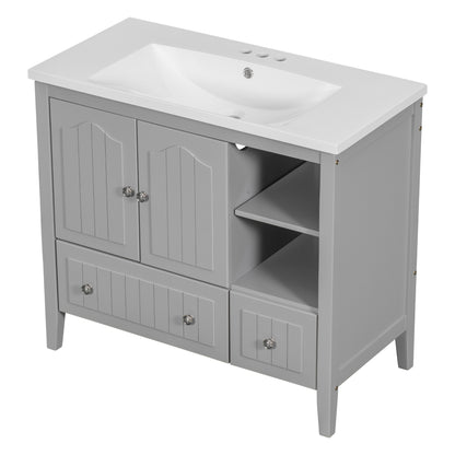 Oasis Bathroom Vanity with Ceramic Basin, Metal Handles