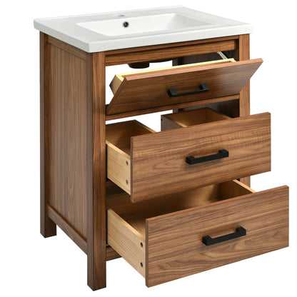 Freestanding Bathroom Vanity Cabinet with  Ceramic Basin Sink