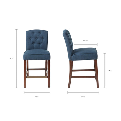 Marian Tufted Counter Stool - Navy Blue