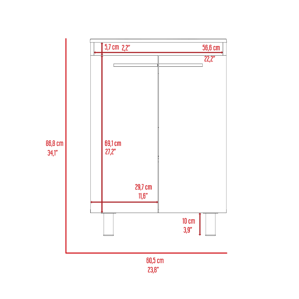 Joy Bathroom Set, Linen Cabinet + Standing Sink Cabinet - Light Oak
