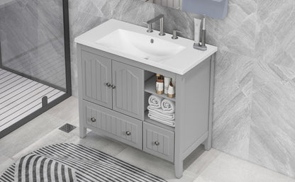 Oasis Bathroom Vanity with Ceramic Basin, Metal Handles