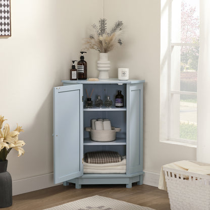 Modern Triangle Corner Cabinet - Blue