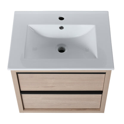 Bathroom Vanity with 2 Soft Close drawers and White Ceramic Basin