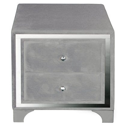 Go Green Woods Monica Velvet Upholstered 2 Drawer Nightstand