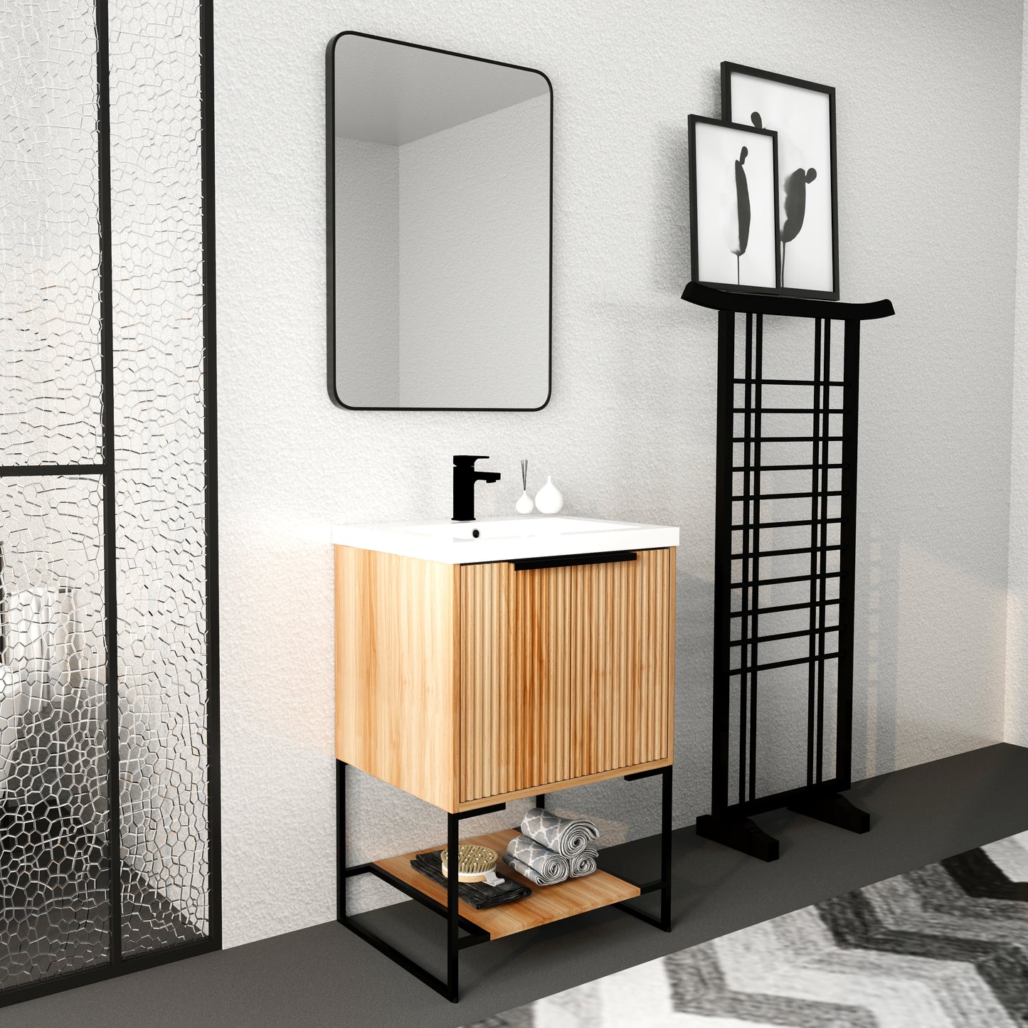 Freestanding Bathroom Vanity With Resin Basin