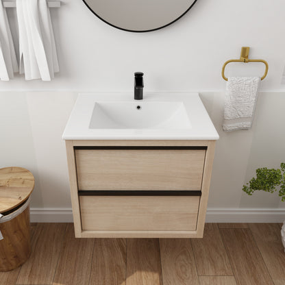 Bathroom Vanity with 2 Soft Close drawers and White Ceramic Basin