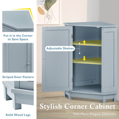 Modern Triangle Corner Cabinet - Blue