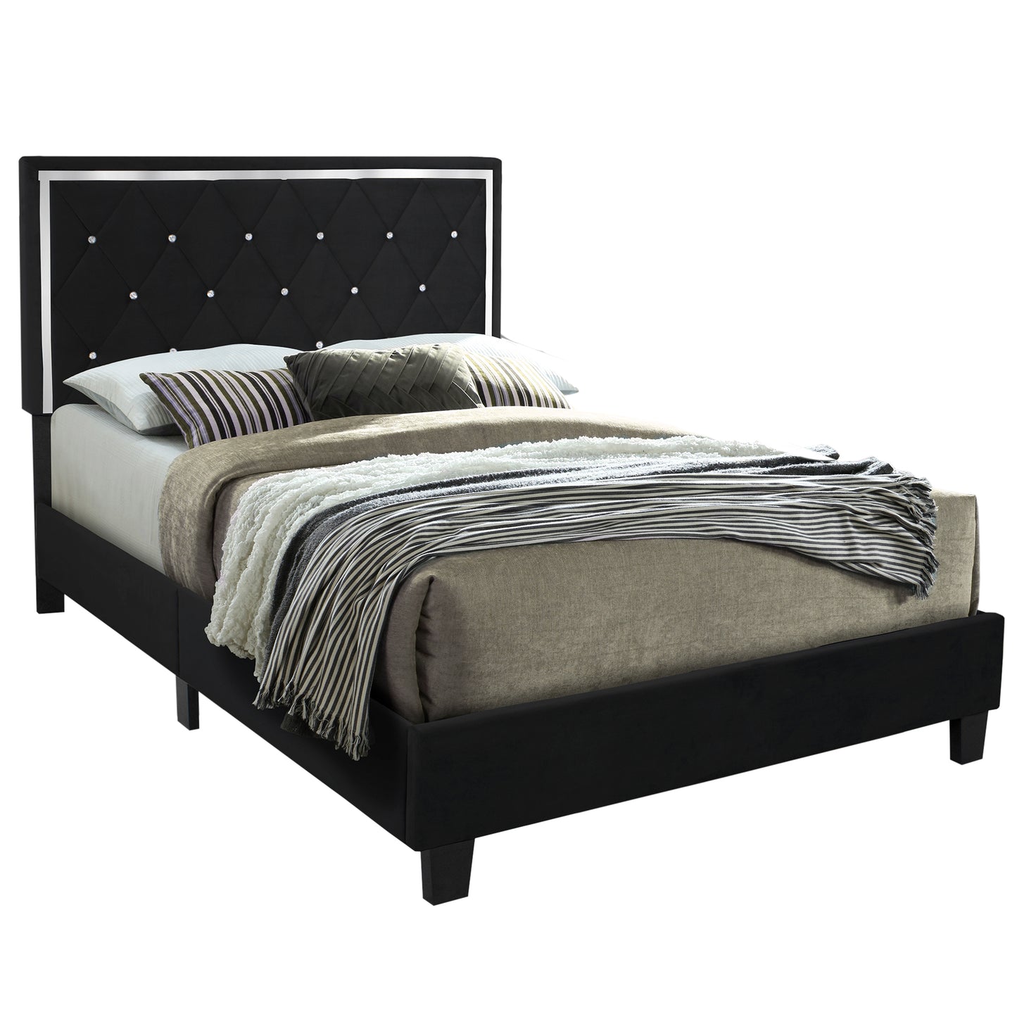 Go Green Woods Monica Velvet Upholstered Full Platform Bed