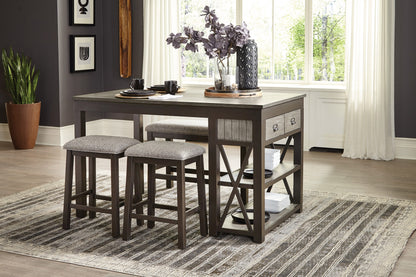 Fabric Padded Seat Counter Height Stool - Gray Set of 2