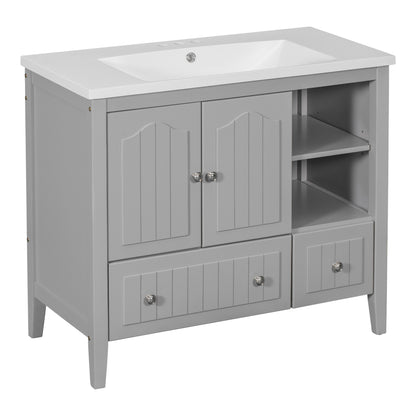 Oasis Bathroom Vanity with Ceramic Basin, Metal Handles