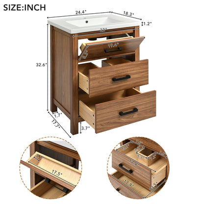 Freestanding Bathroom Vanity Cabinet with  Ceramic Basin Sink