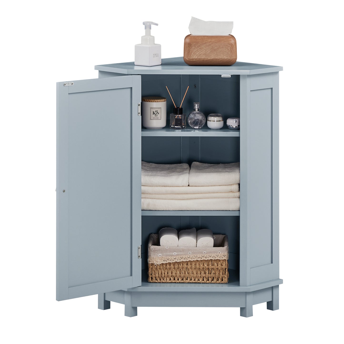 Modern Triangle Corner Cabinet - Blue