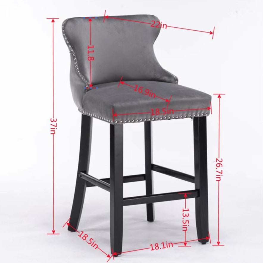 Family  Velvet Upholstered Wing-Back Bar Stools - Gold Set of 4