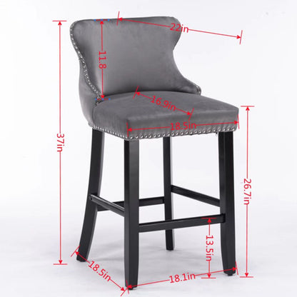 Family  Velvet Upholstered Wing-Back Bar Stools - Gold Set of 4