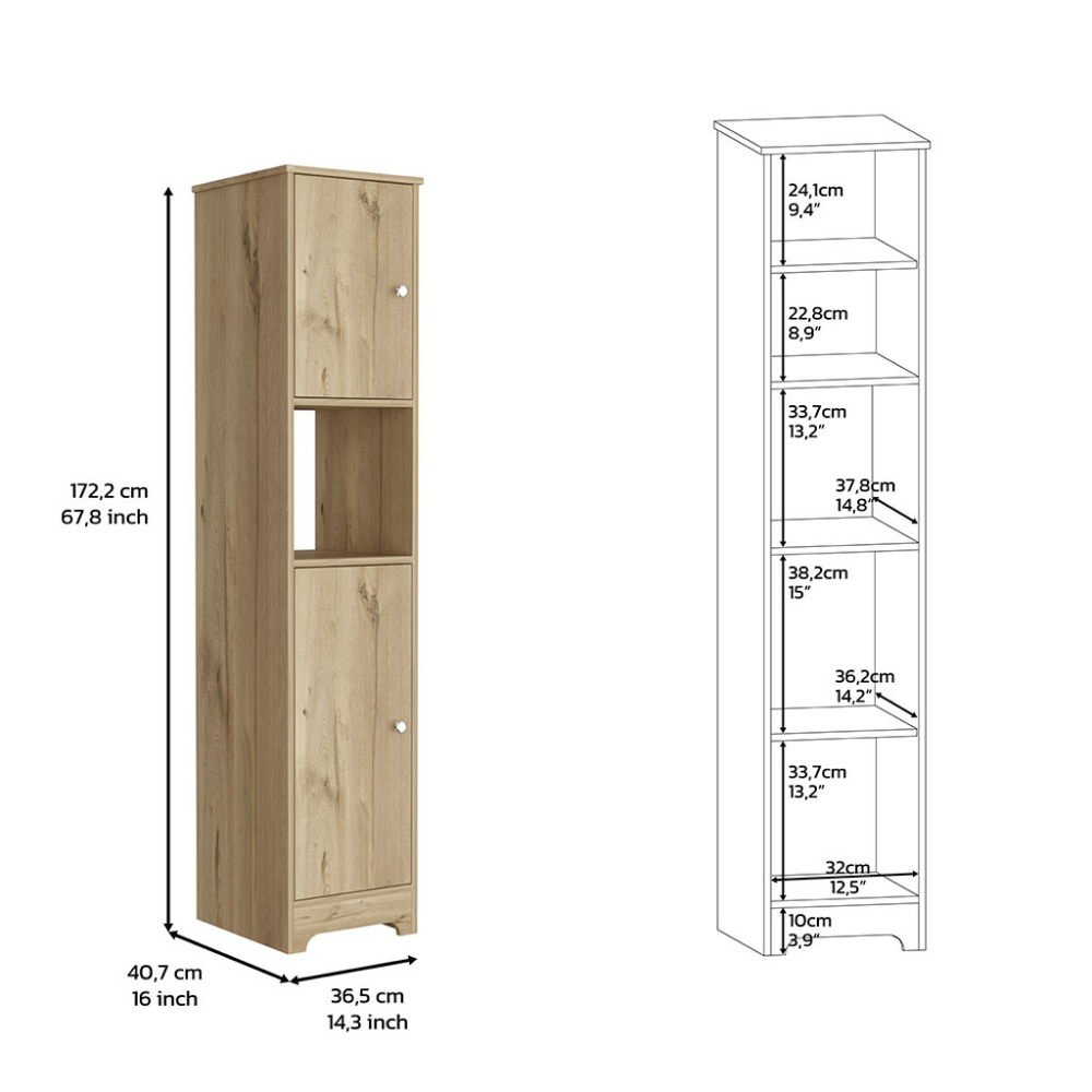 Joy Bathroom Set, Linen Cabinet + Standing Sink Cabinet - Light Oak